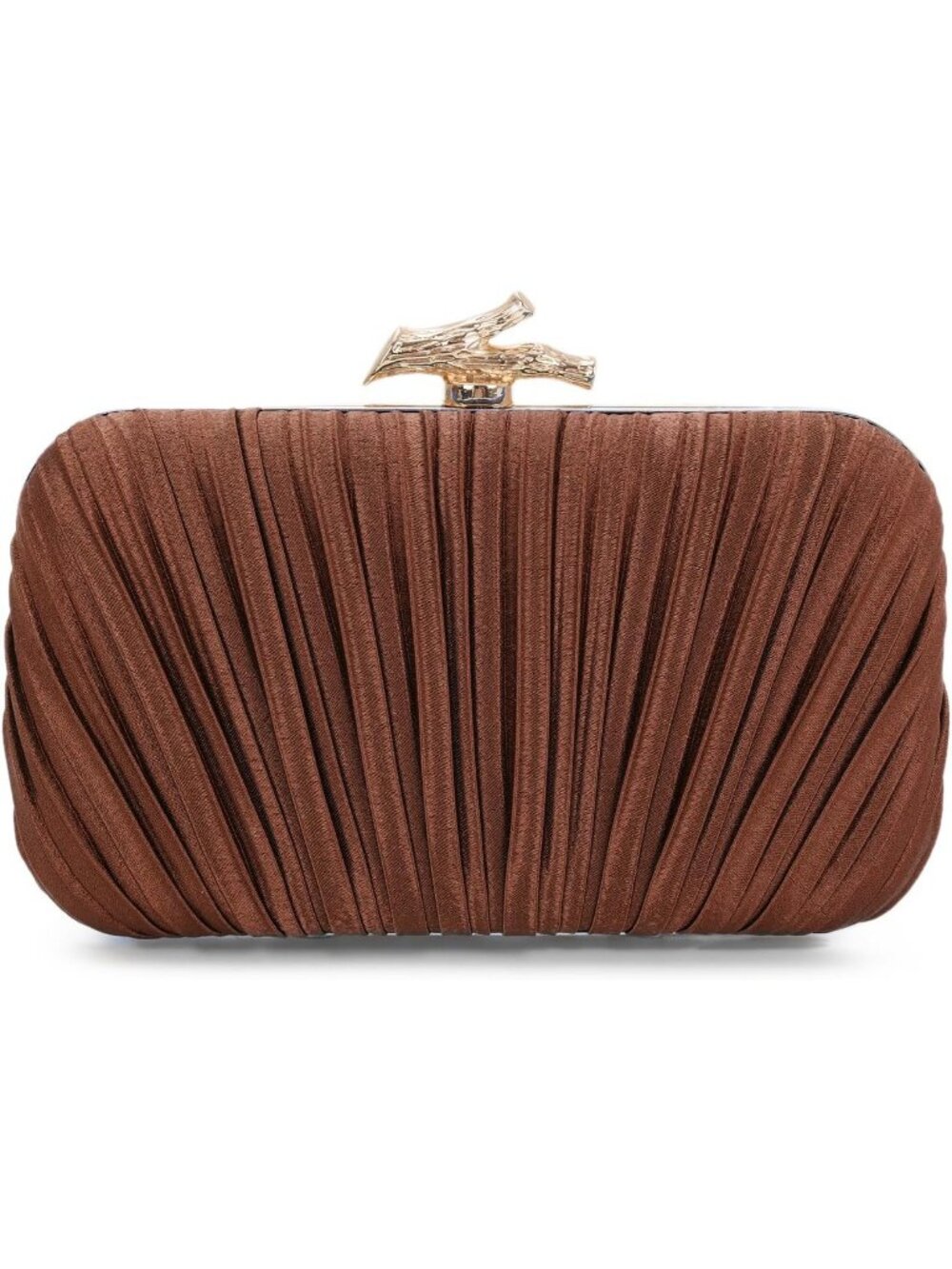 Women's Coffee Pleated Clutch Purse For With Chain Wedding Party Evening Bag